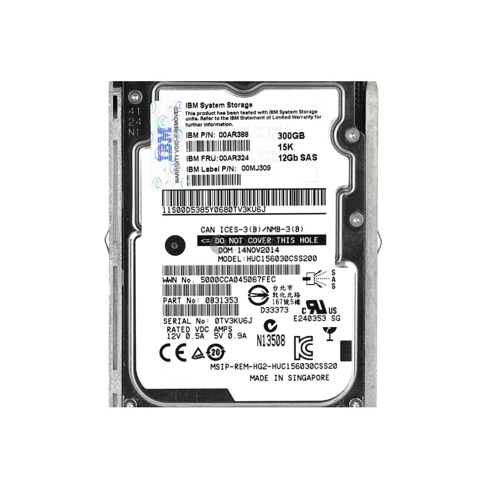 00AR324 IBM HDD 300GB 15K SAS 12G 2.5" SFF HOT-SWAP STORWIZE V7000 G2